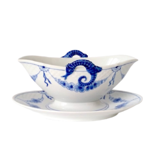 Sosjerka porcelanowa z konikami morskimi, kobalt, B&G Copenhagen